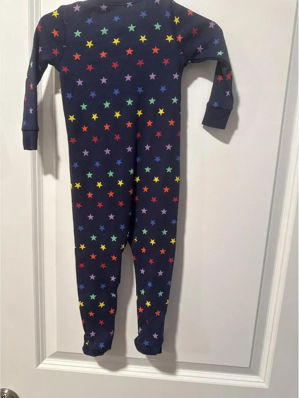Primary Baby Organic Cotton Footed Pajamas 6-9 Months Navy with Rainbow Stars